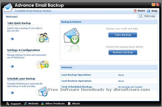 Advanced Email Backup Main Window